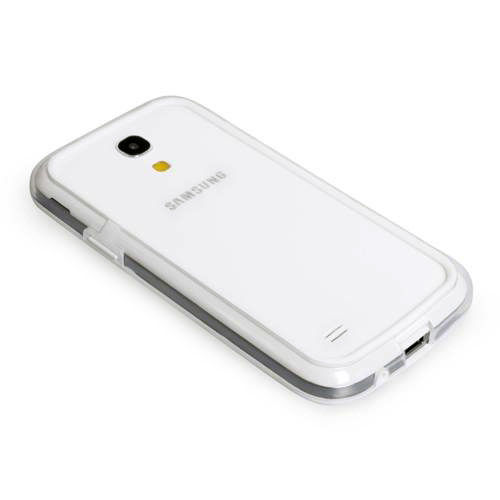 Imagem de Bumper para Galaxy S4 Mini i9190 de TPU com Plstico - Branco com Transparente