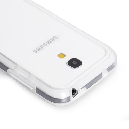 Bumper para Galaxy S4 Mini i9190 de TPU com Plstico - Branco com Transparente