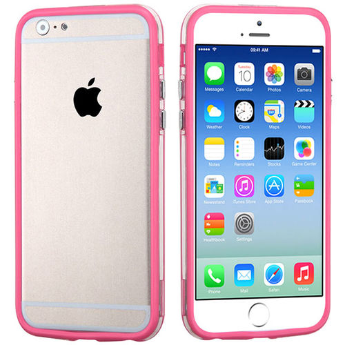 Imagem de Bumper para iPhone 5C de TPU - Rosa com Transparente