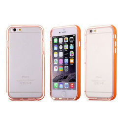 Bumper para iPhone 6 e 6S de TPU - Dual Color | Transparente Com Laranja