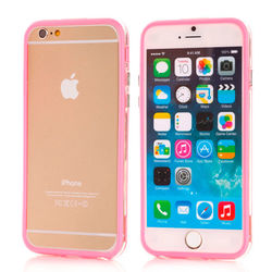 Bumper para iPhone 6 e 6S de TPU - Dual Color | Transparente com Rosa