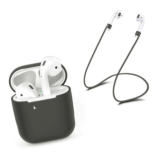 Imagem de Capa de Silicone para AirPod Apple com Corda Anti Perda - Cinza