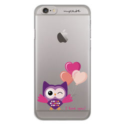 Capa para Celular - I Love You - Coruja Romântica estilo Flat