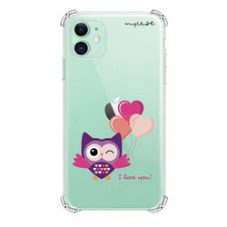 Capa para Celular - I Love You - Coruja Romântica estilo Flat