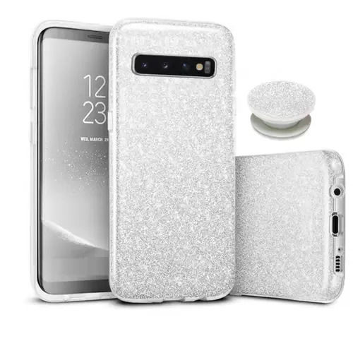 Capa para Galaxy S10 Plus de Plstico com Glitter e Suporte de Dedo