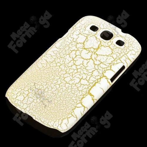 Capa para Galaxy S3 i9300 de plstico com rachaduras douradas - Bege