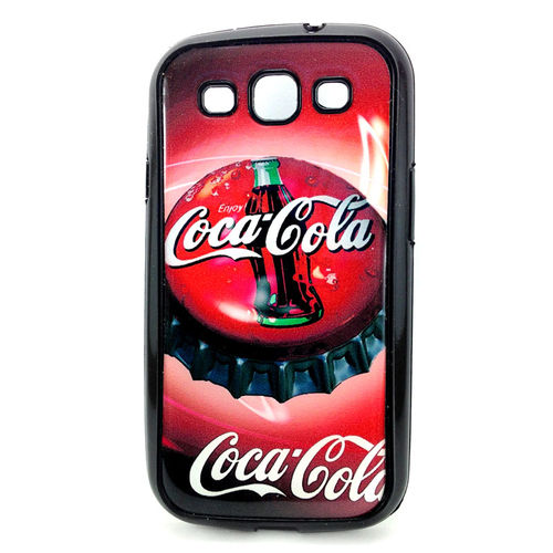 Imagem de Capa para Galaxy S3 i9300 de TPU Preto - Coca Cola Tampa