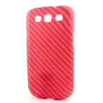 Capa para Galaxy S3 i9300 de TPU - Vermelho e Rosa Listrada