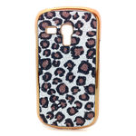 Capa para Galaxy S3 Mini i8190 de Plstico com Glitter - Leopardo Prata