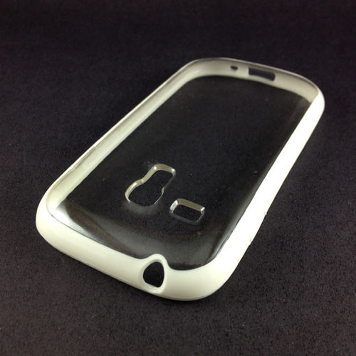 Imagem de Capa para Galaxy S3 Mini i8190 de TPU com traseira de acrlico transparente - Branca