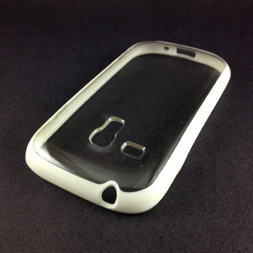 Capa para Galaxy S3 Mini i8190 de TPU com traseira de acrlico transparente - Branca