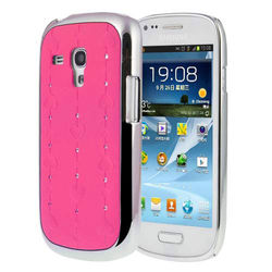 Capa para Galaxy S3 Mini i8190 Love Heart com Strass Brilhante - Rosa