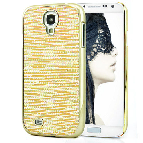 Imagem de Capa para Galaxy S4 i9500 com Tiras Horizontais Brilhantes - Dourada