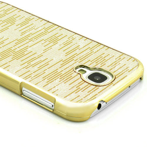 Capa para Galaxy S4 i9500 com Tiras Horizontais Brilhantes - Dourada