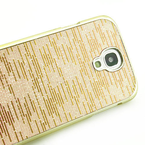 Capa para Galaxy S4 i9500 com Tiras Horizontais Brilhantes - Dourada
