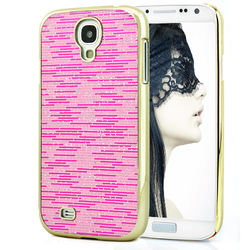 Capa para Galaxy S4 i9500 com Tiras Horizontais Brilhantes - Rosa