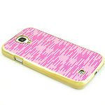 Capa para Galaxy S4 i9500 com Tiras Horizontais Brilhantes - Rosa