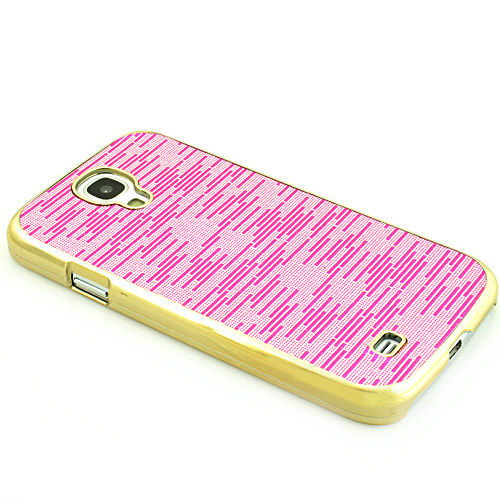 Capa para Galaxy S4 i9500 com Tiras Horizontais Brilhantes - Rosa