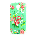 Capa para Galaxy S4 i9500 de TPU - Floreada Verde