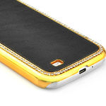 Capa para Galaxy S4 i9500 Luxo com Couro e Strass Brilhante - Preta