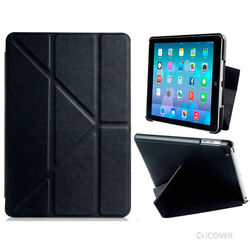 Capa para iPad Mini 1, 2 e 3 de Couro Sintético Origami - iCover | Preto