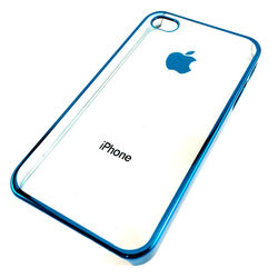 Capa para iPhone 4 e 4S de Acrílico com Traseira Transparente - Azul