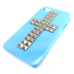 Capa para iPhone 4 e 4S de Plstico com Cruz Prateada - Azul