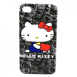 Capa para iPhone 4 e 4S de Plástico - Hello Kitty Preta