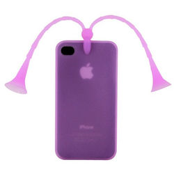 Capa para iPhone 4 e 4S de Silicone 3D Bichinho - Roxo