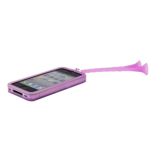 Capa para iPhone 4 e 4S de Silicone 3D Bichinho - Roxo