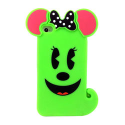 Capa para iPhone 4 e 4S de Silicone 3D Cachorro com Top - Verde