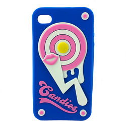 Capa para iPhone 4 e 4S de Silicone 3D Candies - Azul