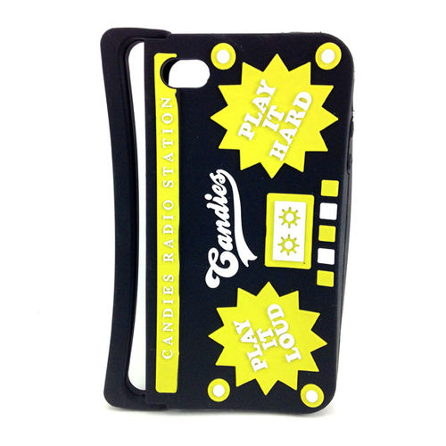 Imagem de Capa para iPhone 4 e 4S de Silicone 3D Candies Radio Station - Preto