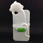 Capa para iPhone 4 e 4S de Silicone 3D Macaquinho - Branco com Verde