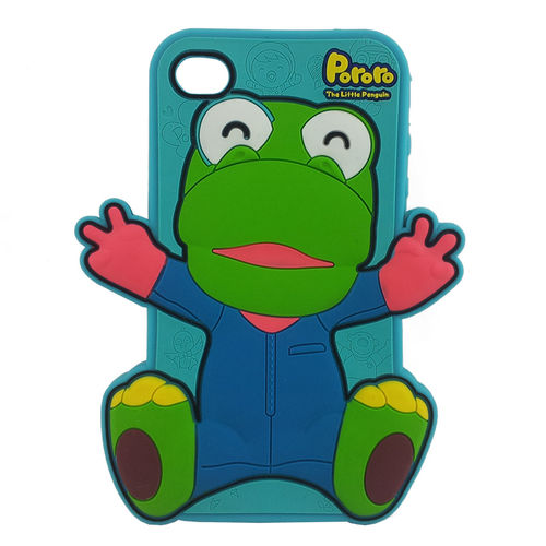 Imagem de Capa para iPhone 4 e 4S de Silicone 3D Pororo - Azul Claro