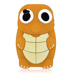 Capa para iPhone 4 e 4S de Silicone 3D Tartaruga - Marrom