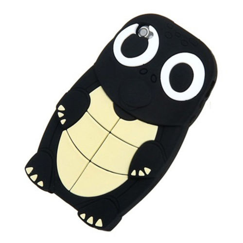 Capa para iPhone 4 e 4S de Silicone 3D Tartaruga - Preto