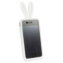 Capa para iPhone 4 e 4S de Silicone - Coelho | Branco