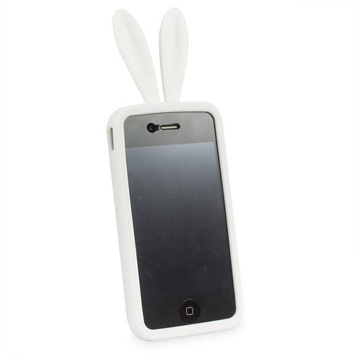 Imagem de Capa para iPhone 4 e 4S de Silicone - Coelho | Branco