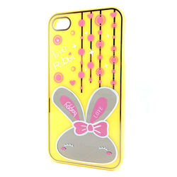 Capa para iPhone 4 e 4S de Silicone Love Rabbit - Amarelo