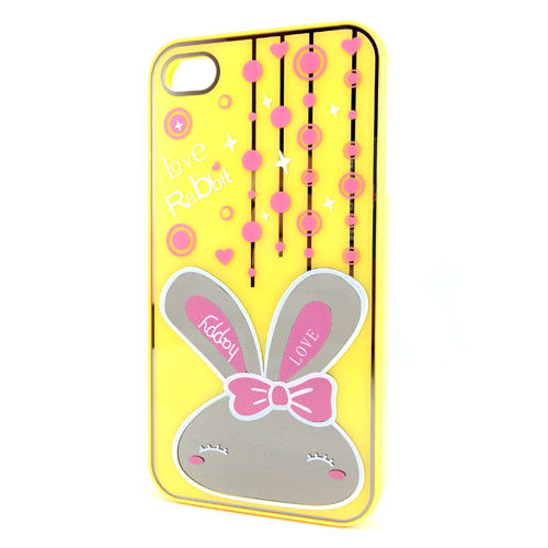 Imagem de Capa para iPhone 4 e 4S de Silicone Love Rabbit - Amarelo