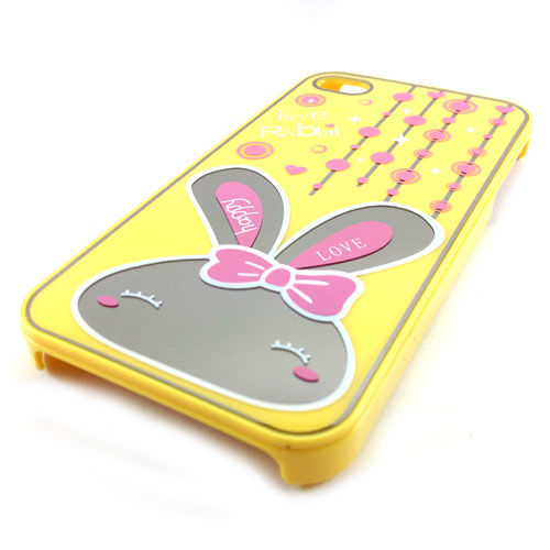 Capa para iPhone 4 e 4S de Silicone Love Rabbit - Amarelo
