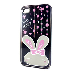 Capa para iPhone 4 e 4S de Silicone Love Rabbit - Preto