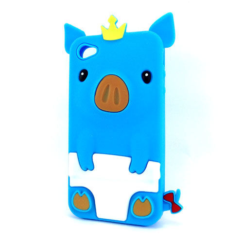 Imagem de Capa para iPhone 4 e 4S de Silicone Porquinho - Azul