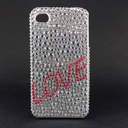 Capa para iPhone 4 e 4S de TPU com Strass - Love