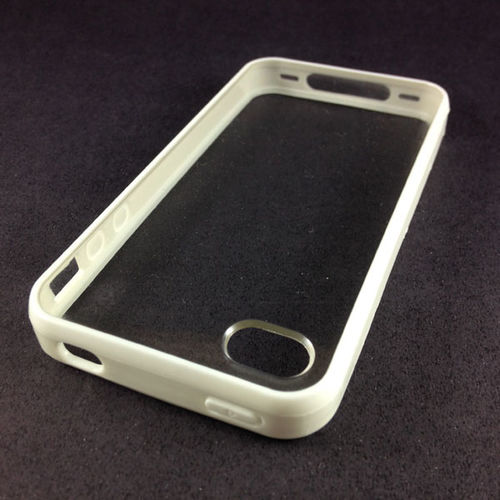 Imagem de Capa para iPhone 4 e 4S de TPU com Traseira de Acrlico Transparente - Branca