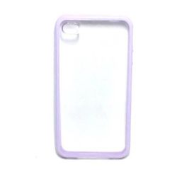 Capa para iPhone 4 e 4S de TPU com Traseira de Acrílico Transparente - Lilás