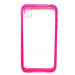 Capa para iPhone 4 e 4S de TPU com Traseira de Acrlico Transparente - Pink