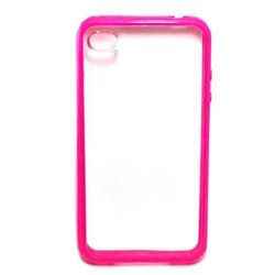 Capa para iPhone 4 e 4S de TPU com Traseira de Acrílico Transparente - Pink