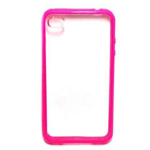 Imagem de Capa para iPhone 4 e 4S de TPU com Traseira de Acrlico Transparente - Pink